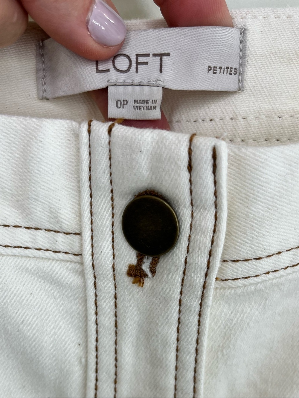 LOFT Ivory Button-Front with Tie Belt - Picture 2 of 4